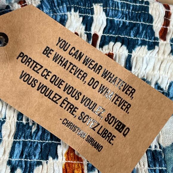 Christian Siriano Women’s Linen Blend Ikat Print Cropped Halter Top Small NWT - Picture 8 of 10